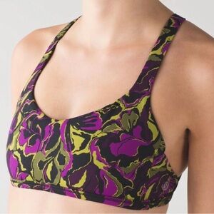 Lululemon Mini Boom Bloom Chartreuse Green Aurora / Black Free To Be Zen Bra 4